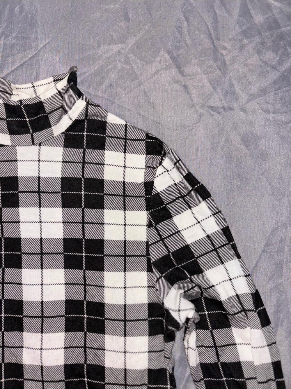 Boohoo Black & White Plaid Turtleneck Top